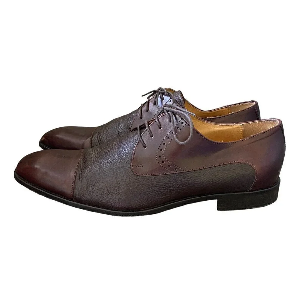 Mercanti Fiorentini 6799 Brown Leather Cap Toe Oxford Shoes Men's 12 M